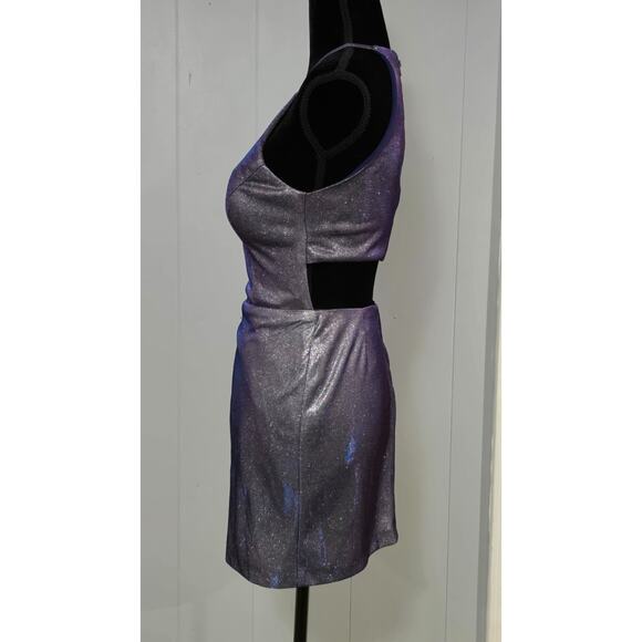 Glitter Bodycon Dress Metallic Shimmery Halter Style Prom HOCO Indie Sleaze Sz 5 - Picture 3 of 7